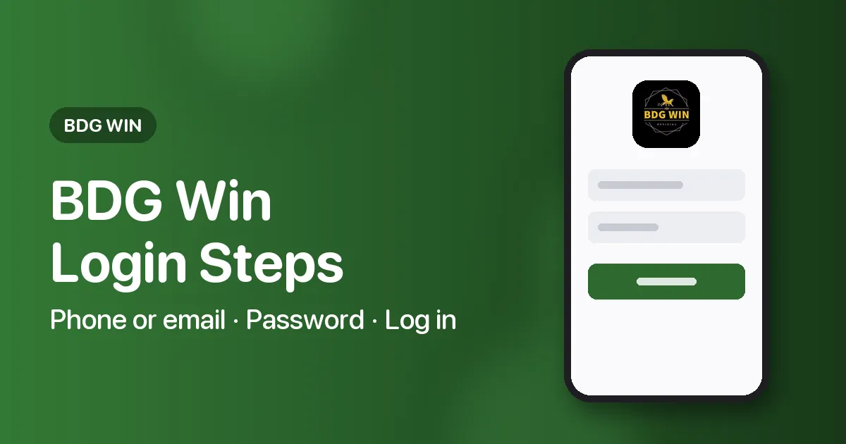 Banner for the BDG Win login guide showing the phone number and email tabs